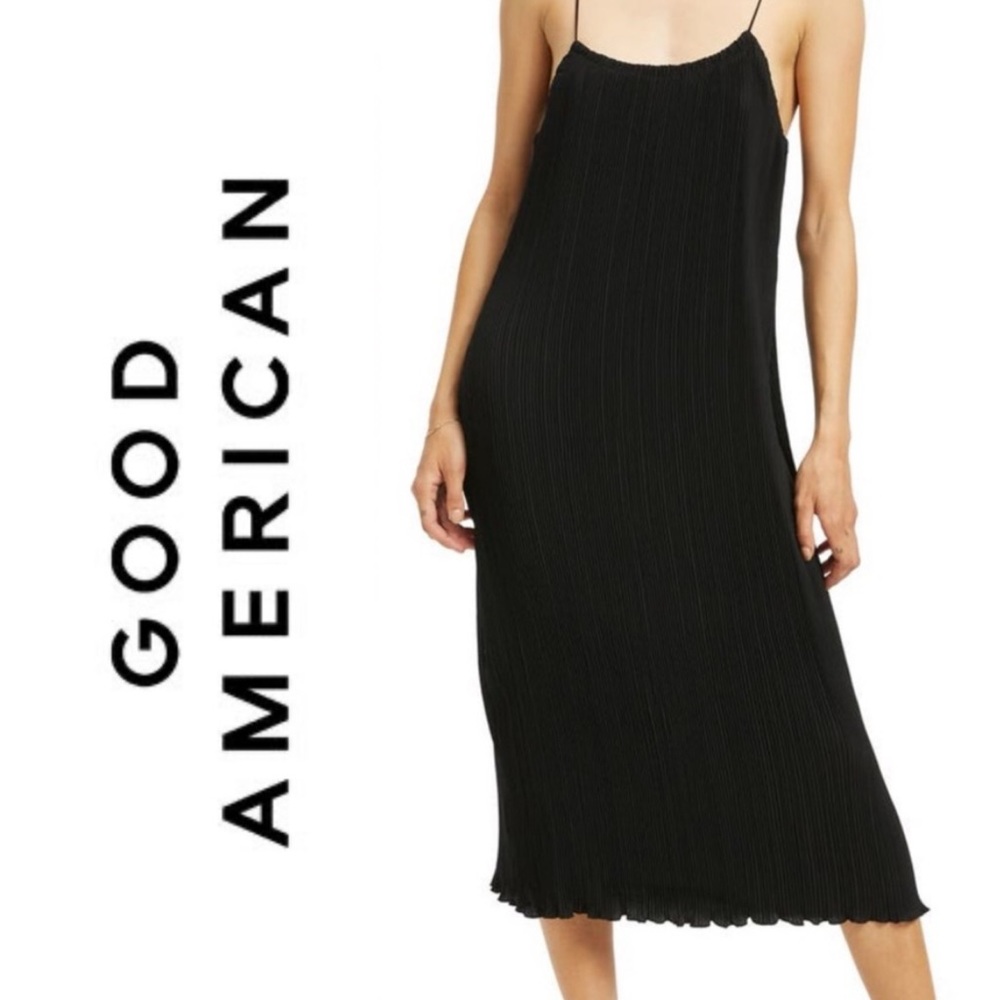 NWT Good American Plissé Midi Dress